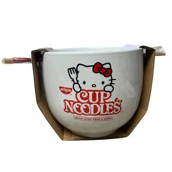 HELLO KITTY CUP NOODLES Ramen Bowl with Chopsticks - Picture 6 of 6